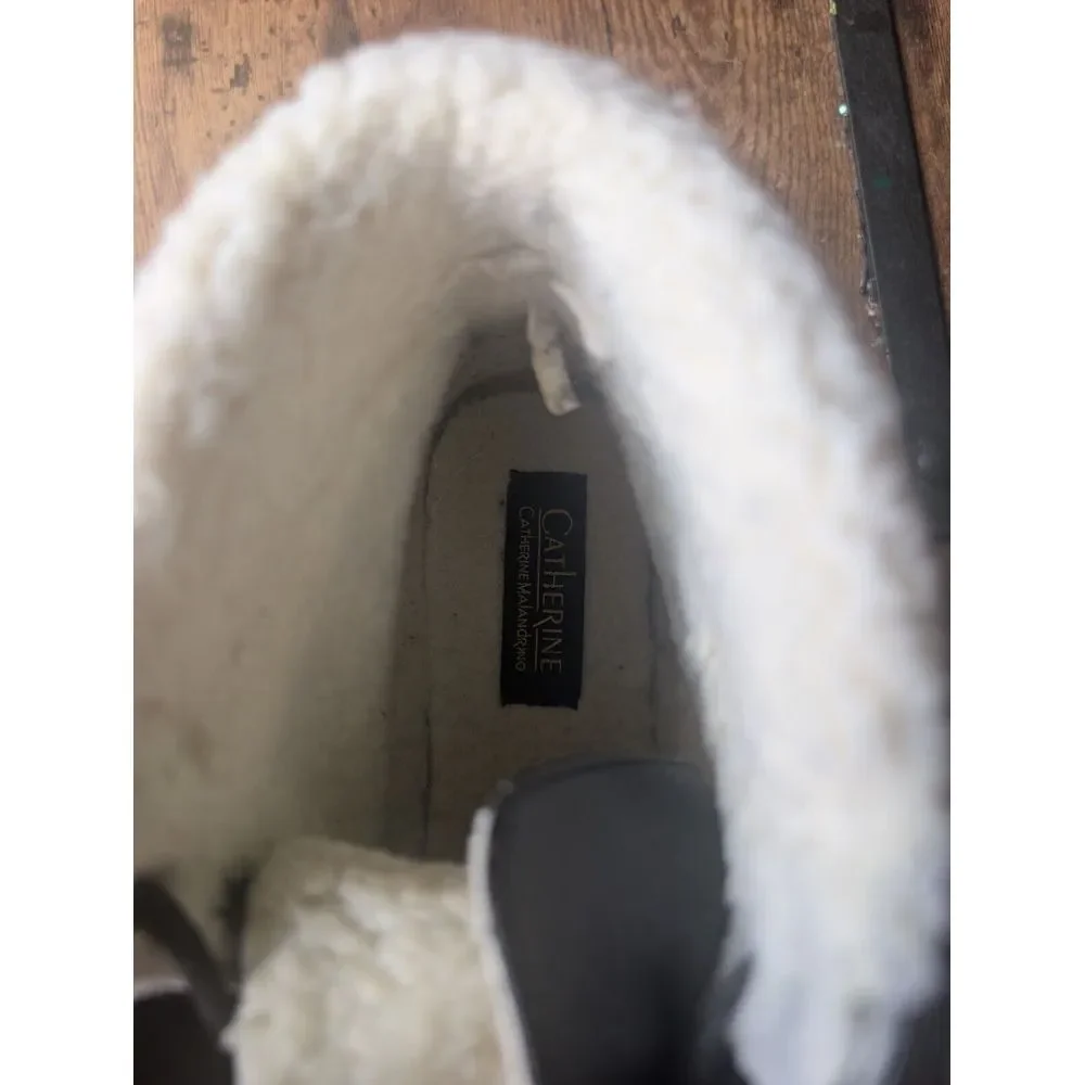 Catherine Malandrino Bridgette Faux Fur Lace Up Combat‎ Ankle Boots Size 8 Exc